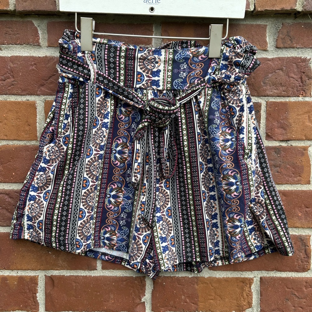 Shosho Boho High Waist Patterned Soft Shorts
